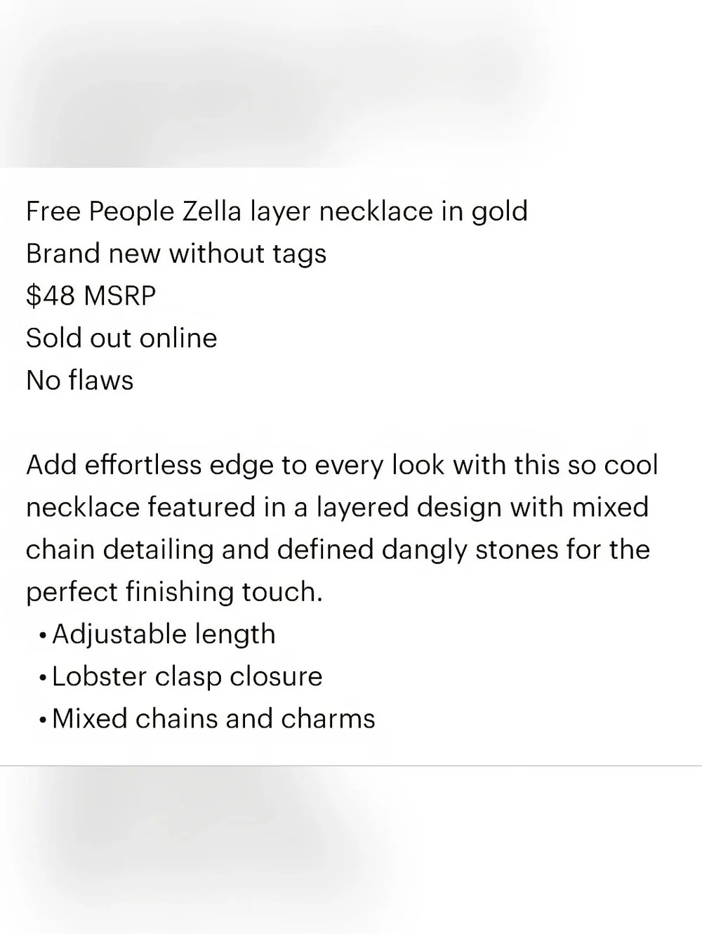 NWOT Free People Zella Layered Gold Necklace